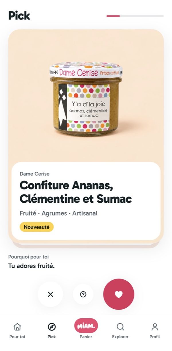 L’écran Pick : une confiture Dame Cerise, « Tu adores fruité »